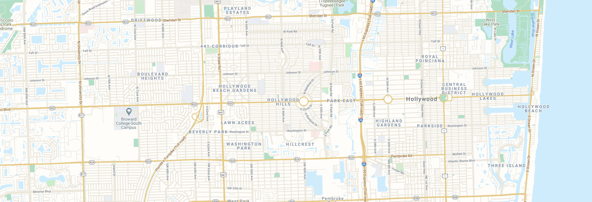 Hollywood city map